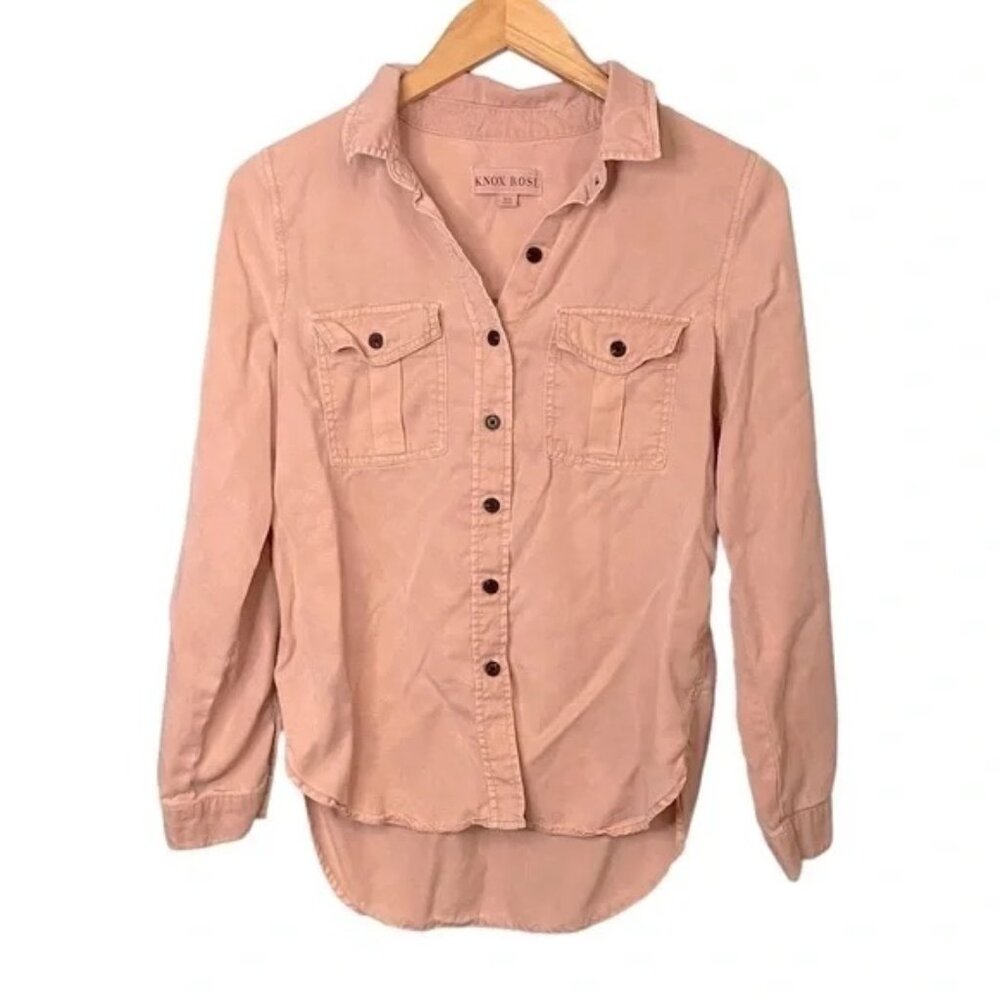 Knox Rose Dusty Pink Button Up Long Sleeve Top